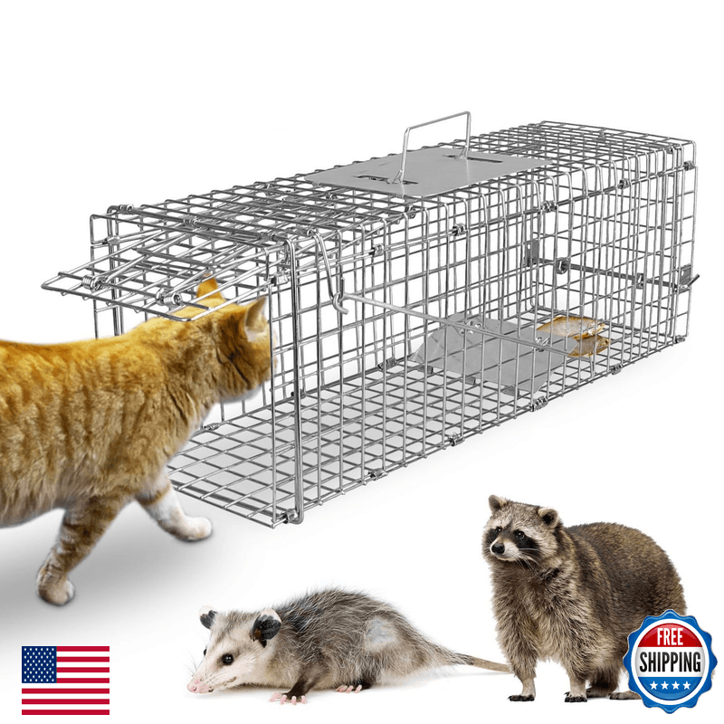 Teqhome Live Animal Cage Trap 23.5 X 7.7 X 7.2 Collapsible Humane Live Animal - Image 1