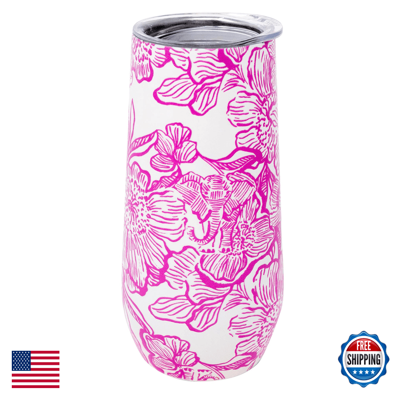 Lilly Pulitzer 10 Oz Stemless Champagne Flute Small Stainless Steel Tumbler Lid - Image 1