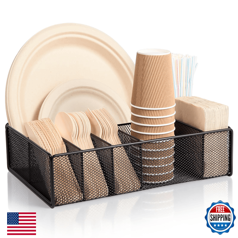 Zzdwldha Paper Plate Organizer For Kitchen Countertopflatware Utensil - Image 1