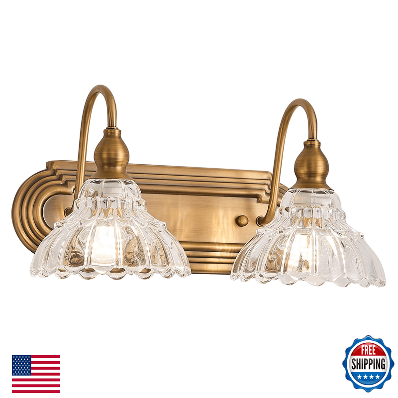 Tlolgt Vintage 2-Light Bathroom Vanity Light Wall Sconce Gold Wall Light Made - Image 1