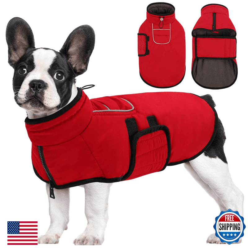 Aofitee Dog Winter Coat Waterproof Dog Jacket Dog Coat Harness Hole Warm Fleece - Image 1