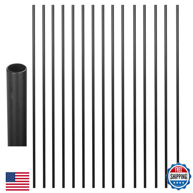 Sidasu 15-Pack Satin Black Stair Balusters 44 X 5/8 Round Hollow Iron Spindles - Image 1