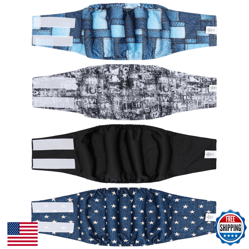 Cutebone Dog Diapers Male 4 Pack Puppy Wraps Reusable Doggie Belly Bands For - Image 1