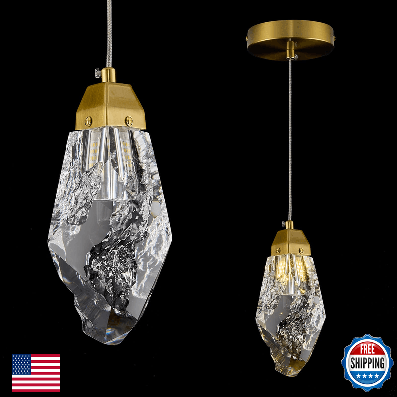 Merinea Gold Crystal Pendant Light Modern Mini Hanging Ceiling Light Prism K9 - Image 1