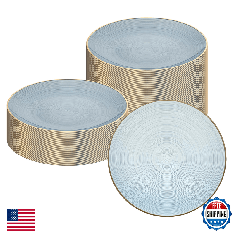 Restaurantware Plastic Plates 100 Pcs 10 Gold Rimmed Disposable Plates - Image 1