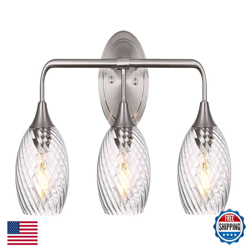 Melucee 3 Lights Modern Vanity Lights Over Mirror Brushed Nickel Bathroom - Image 1