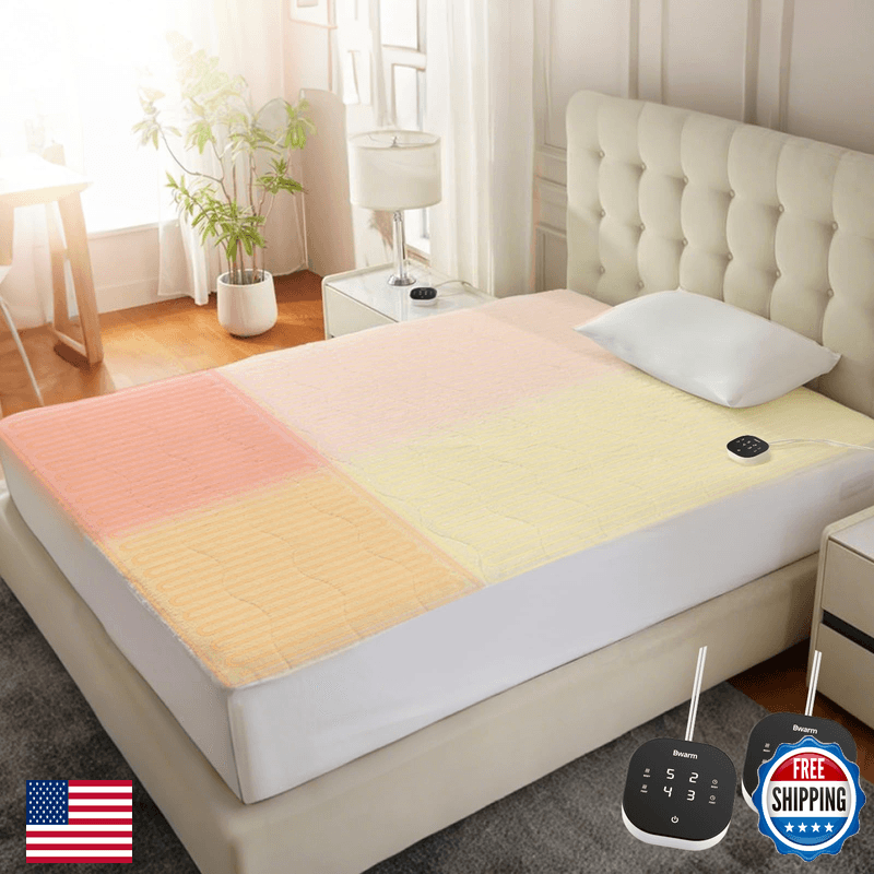 Bwarm Multizone Heated Mattress Pad King Electric Mattress Pad Sherpa Fleece - Image 1