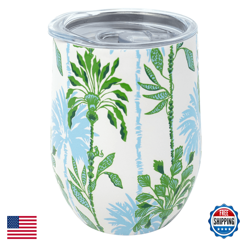 Lilly Pulitzer 12 Oz Insulated Tumbler Lid Yellow/Green Stainless Steel Travel - Image 1