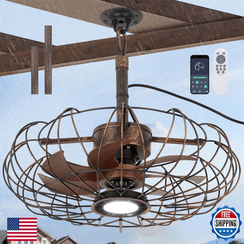 She'S Home 20 Waterproof Outdoor Ceiling Fan Lights And Remote Ip64 Hanging - Image 1