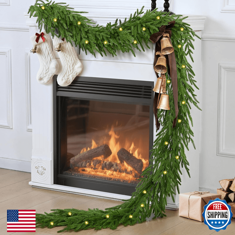 Waipfaru 2Pcs 9Ft Artificial Norfolk Pine Garlands Realistic Christmas Garland - Image 1