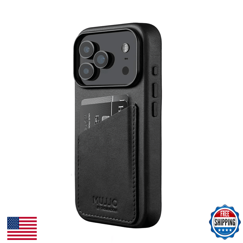 Mujjo Wallet Leather Case For Iphone 17 Pro - Magsafe Compatible - Black - Image 1