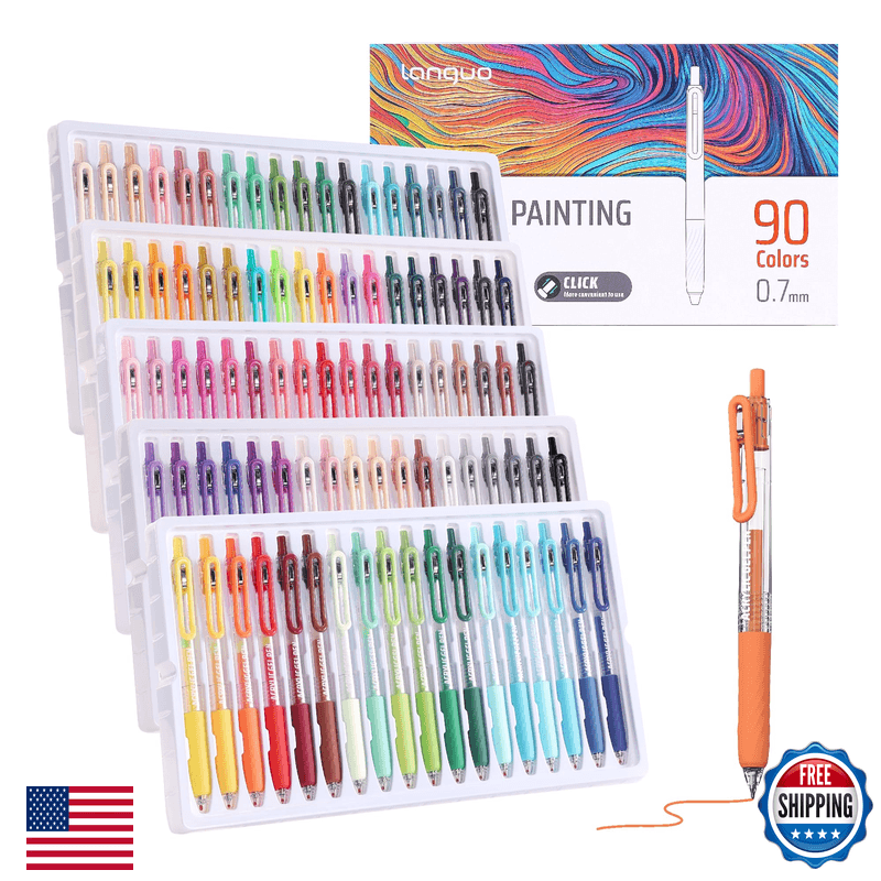 Languo Retractable Acrylic Gel Pens For Coloring 90 Colors Click Acrylic Paint - Image 1