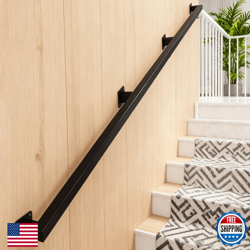 Shineforu 8Ft Stair Railing Indoors Metal Hand Rails For For Stairs Hallway - Image 1
