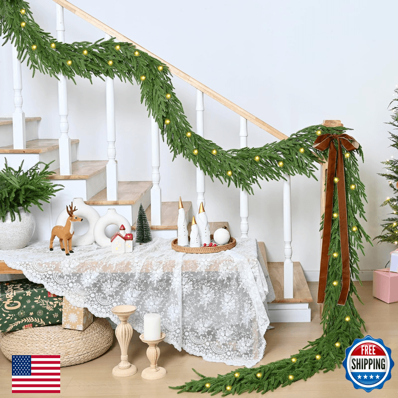 Waipfaru 15Ft Artificial Norfolk Pine Garlands Realistic Christmas Garland - Image 1