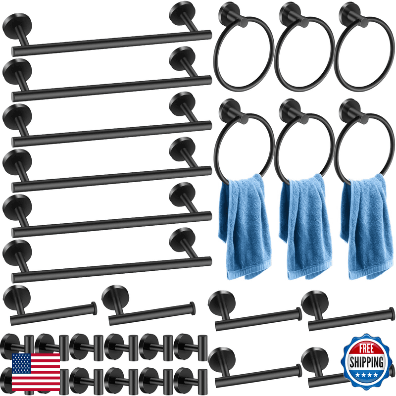 Blulu 30 Pcs Bathroom Hardware Set Stainless Steel Towel Bar Set Includes 16 - Image 1