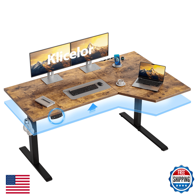 Klicelor L Shaped Standing Desk 55 X 31.5 Inch Electric Height Adjustable - Image 1
