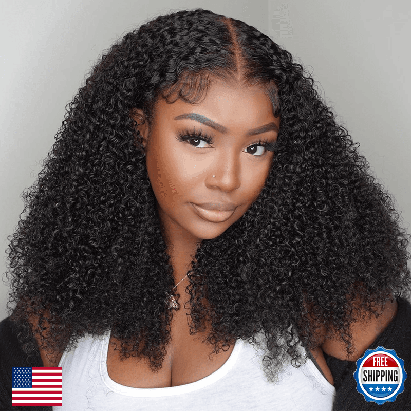 V Show Afro Kinky Curly Wear And Go Glueless Wigs Human Hair Pre Plucked Pre - Image 1