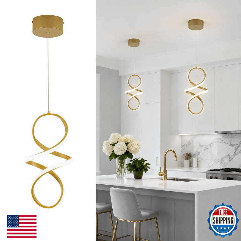 Mayna Spiral Kitchen Pendant Lighting 4000K Modern Led Pendant Light Fixture - Image 1