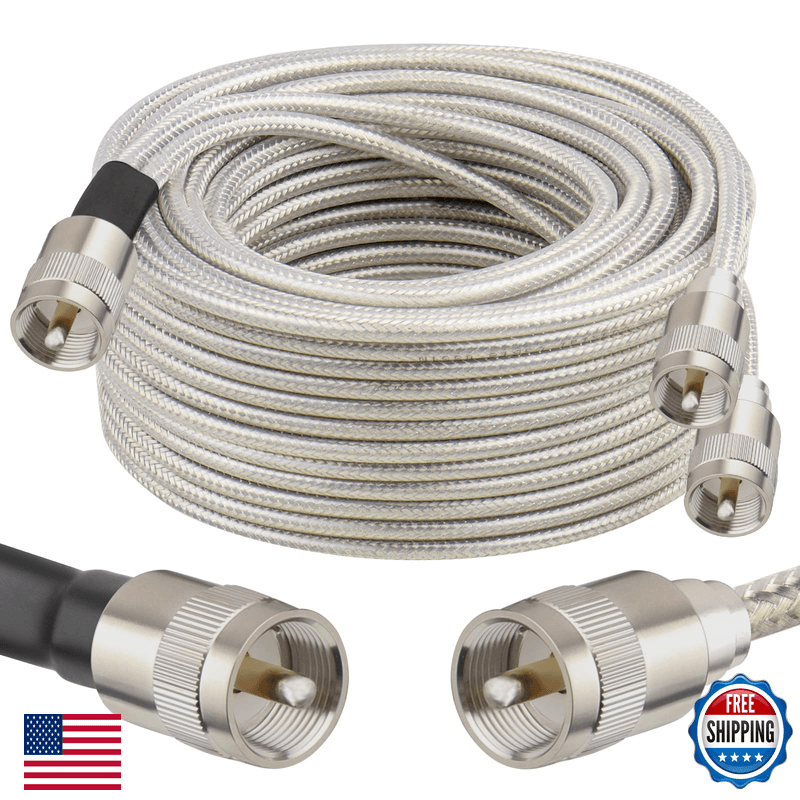 Mookeerf Dual Cb Antenna Coax Cable 50Ftlow Loss Rg8X Stranded Core Co-Phase Cb - Image 1