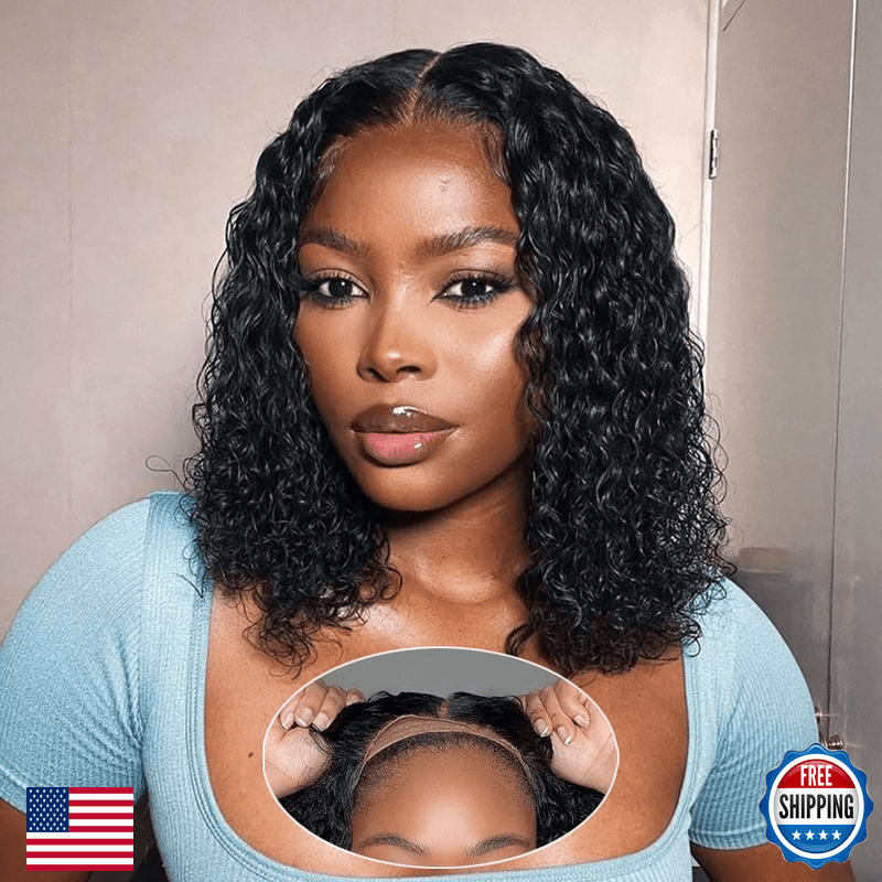 Pinketer Glueless Wigs Human Hair Pre Plucked Pre Cut Deep Wave Bob Wigs For - Image 1