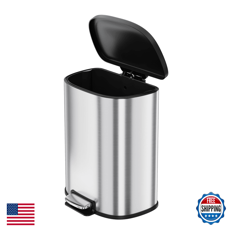 Garvee Stainless Steel Trash Can 50 L/13 Gal Hands Garbage Can Soft Close Lid - Image 1
