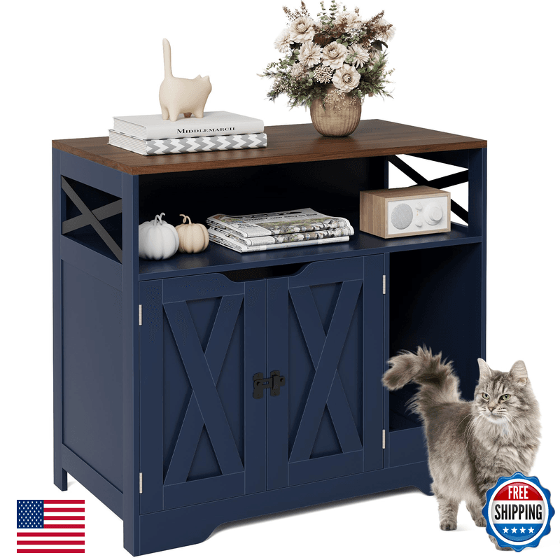 Zykzyk Cat Litter Enclosure Tall Hidden Litter Furniture Cat House Wooden Cat - Image 1