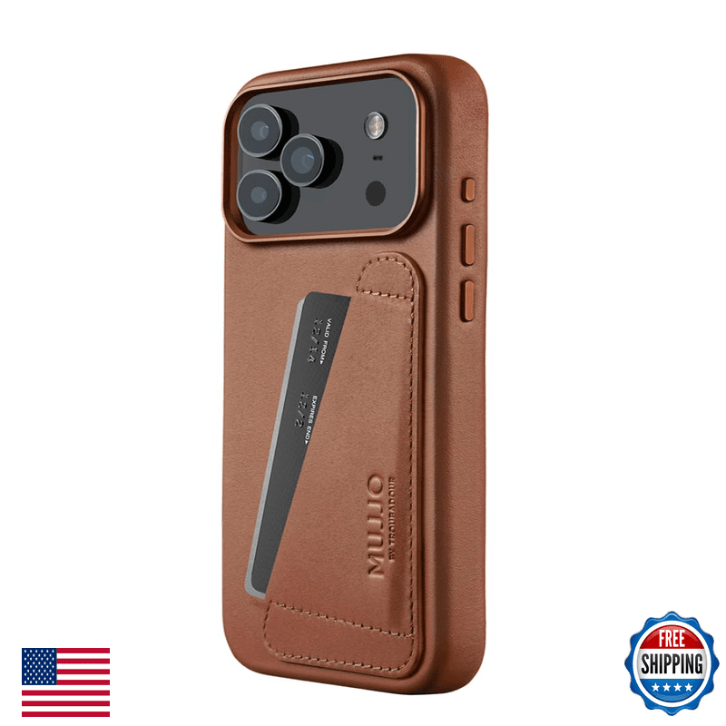 Mujjo Wallet Leather Case For Iphone 17 Pro Max - Magsafe Compatible - Tan - Image 1