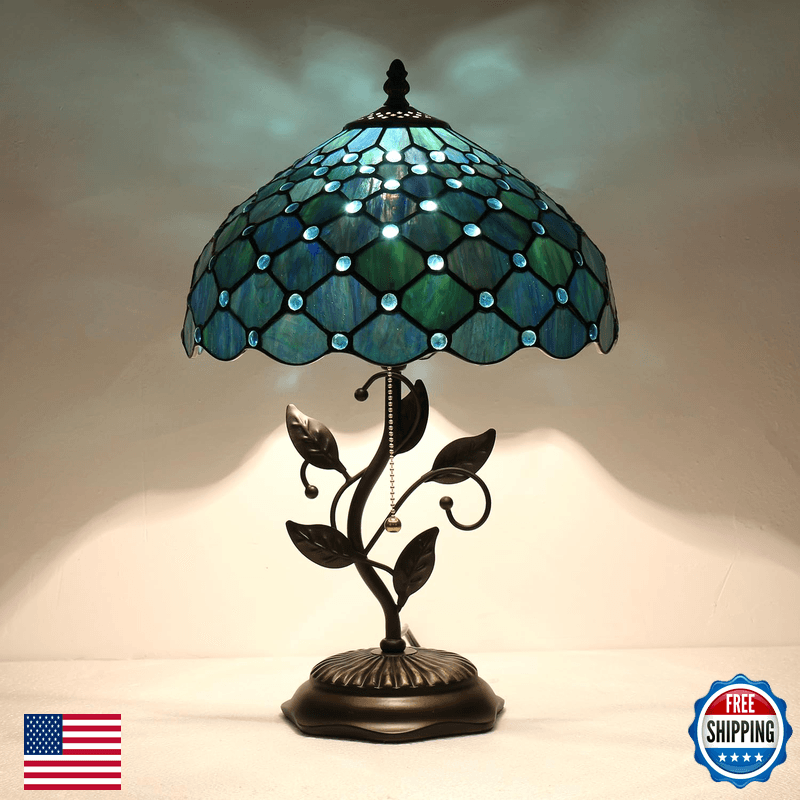 Tfntcyg Tiffany Table Lampsea Blue Pearl Table Lamp12X12X19 Inch Tiffany Style - Image 1
