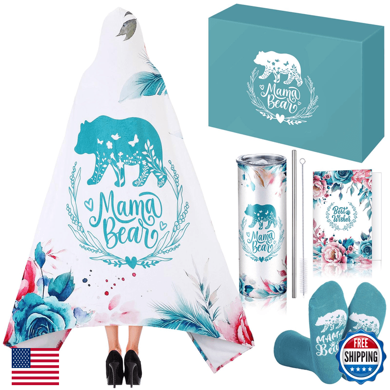 Hunnmingre 5 Pcs Mama Bear Gift Set For Mom Mothers Day Birthday Lake Blue - Image 1