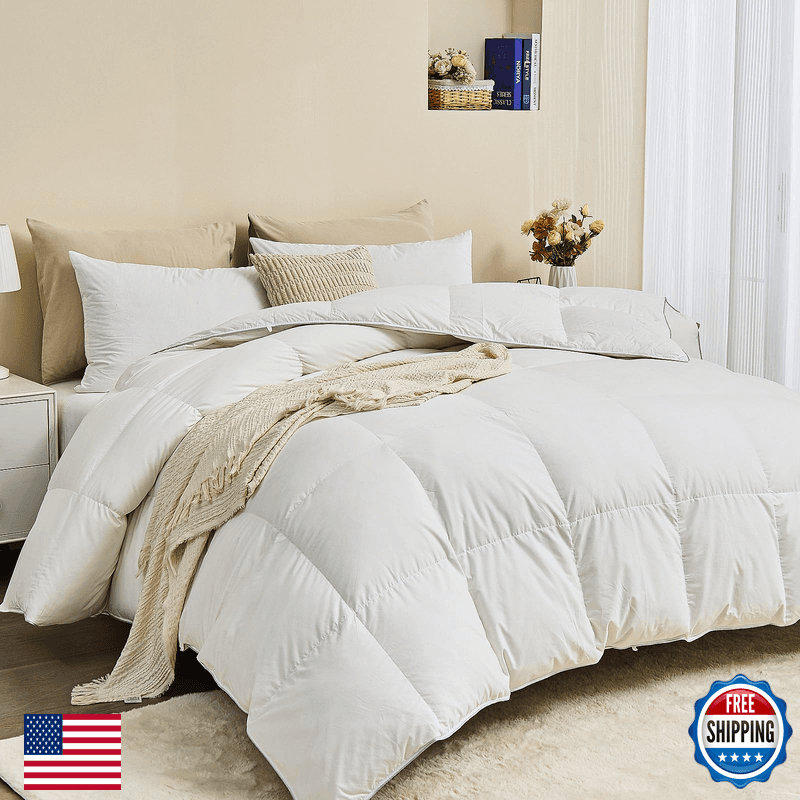 Oaken-Cat Luxury Goose Down Feather Fiber Comforter Full Size - Ultra-Soft - Image 1