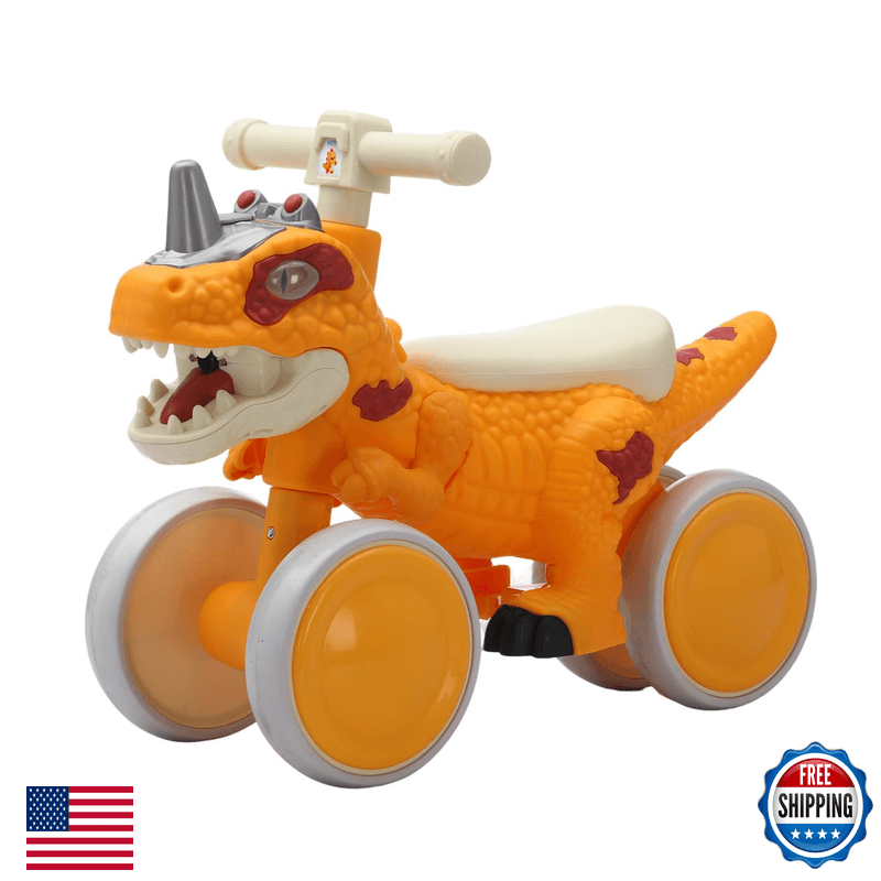 Vizzty Dinosaur Balance Bike For 1-3 Year Olds Toddler 4-Wheel No-Pedal Walker - Image 1