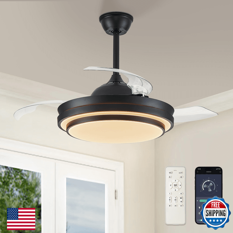 Lediary Retractable Ceiling Fans Lights And Remote 42 Inch Fandelier Ceiling - Image 1