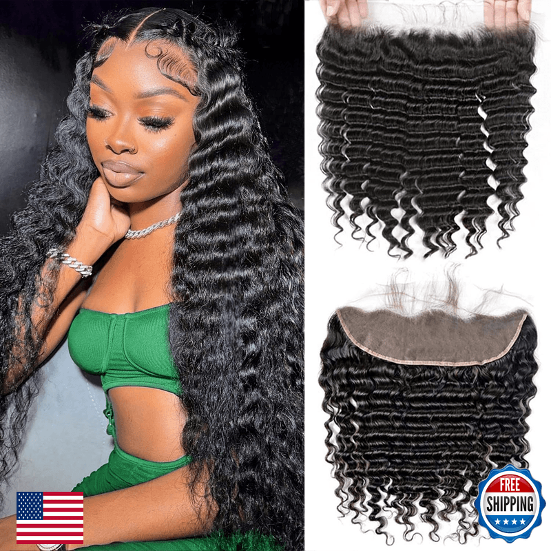 Gyajep 13X4 Hd Lace Frontal Human Hair Deep Wave Lace Frontal 100 Raw Virgin - Image 1