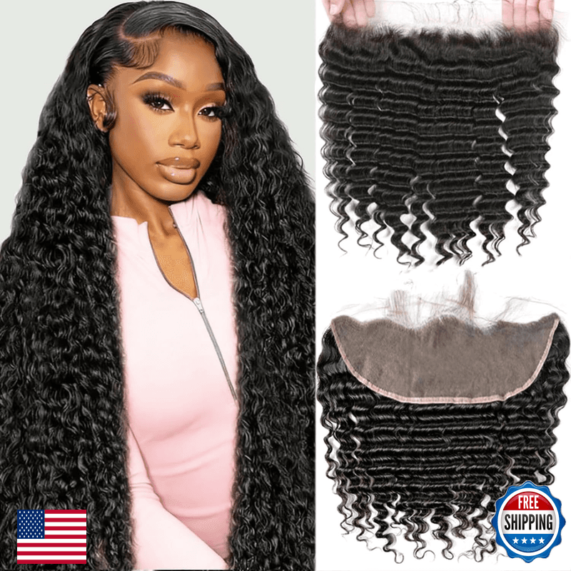 Gyajep Hd Lace Frontal 13X6 Deep Wave Lace Frontal Human Hair 100 Raw Virgin - Image 1