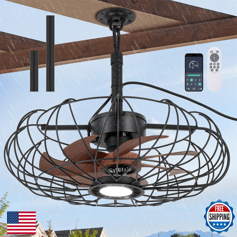 She'S Home 20 Outdoor Gazebo Fan Lights Ip64 Waterproof Caged Ceiling Fan - Image 1