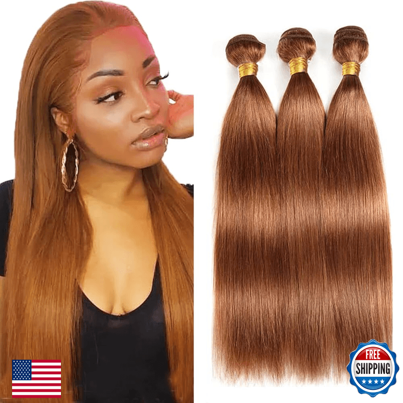 Heiowuio 24 26 28 Inch 30 Brown Bundles Human Hair Straight 3 Bundles 100 - Image 1