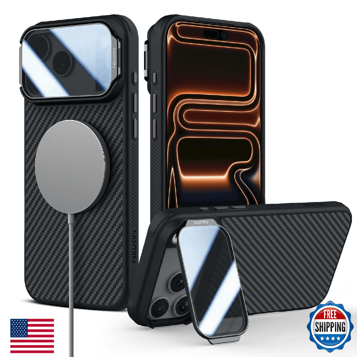 Nillkin iPhone 17 Pro Max Case 1500D Aramid Fiber MagSafe Full Camera Protection - Image 1