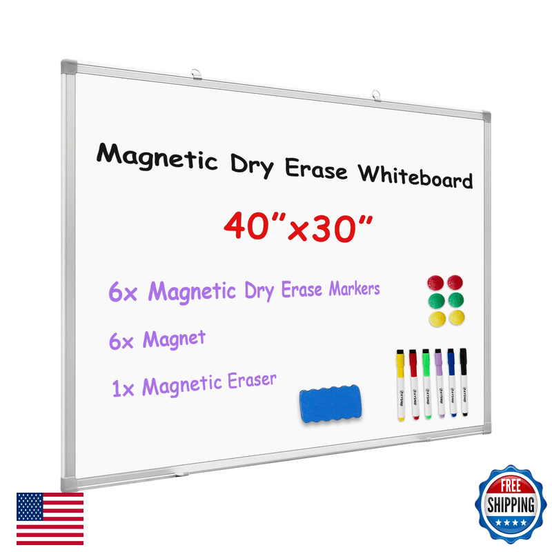 K Kyshop Magnetic Dry Erase Whiteboard 40X30 Inch - Aluminum Framed Wall - Image 1