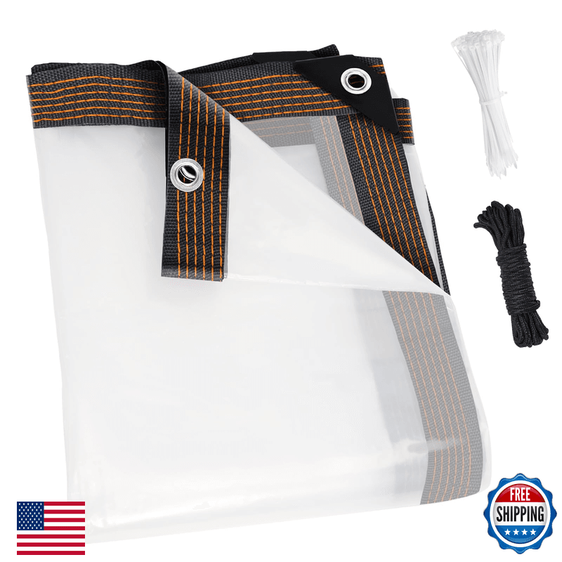 Zyp 8X10 Ft Heavy Duty Clear Waterproof Tarps Outdoor Garden Rainproof - Image 1