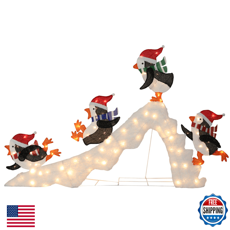 Chonsun 6.88 Ft Christmas Lighted Penguins Play On Slide Outdoor Decorations - Image 1