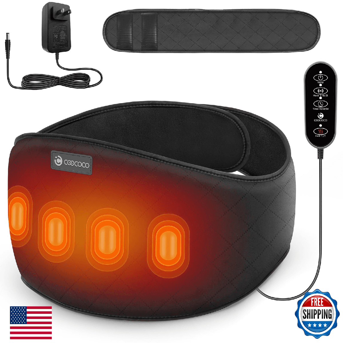 CooCoCo Back Massager with Heat Heating Pad Lower Back Pain Relief Heated Waist - Image 1