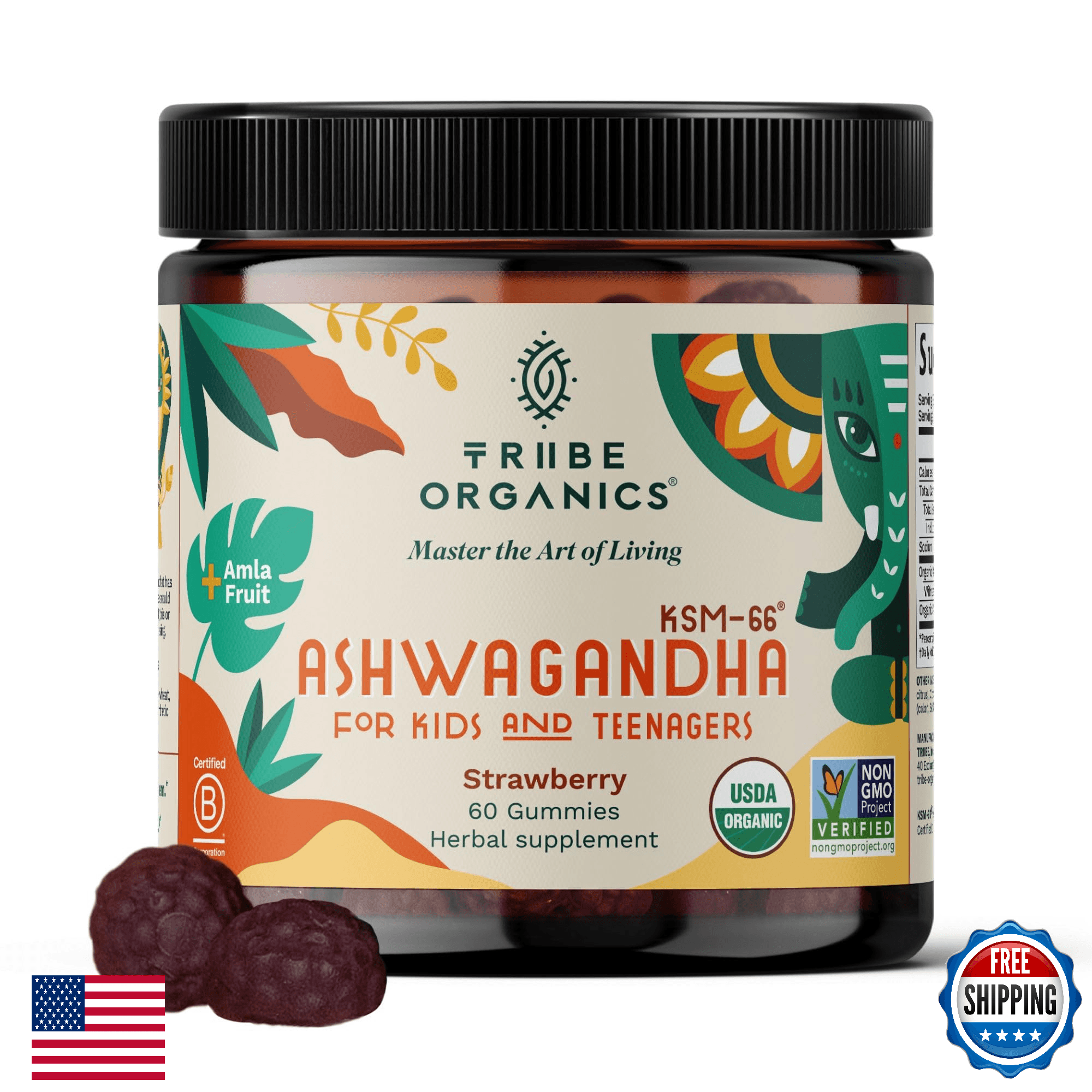 Ashwagandha KSM-66 Gummies Kids & Teens Pure Organic Root Extract Healthy - Image 1