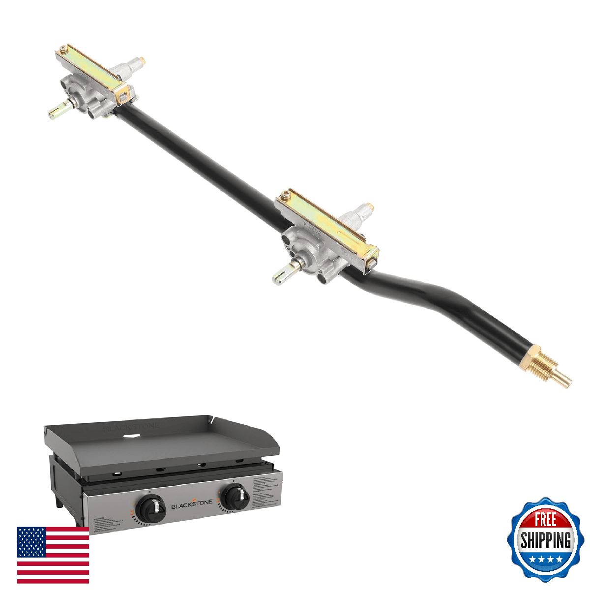 Blackstone 22-inch Griddle Burner Gas Control Valve w/ Rail Replacement Parts - Image 1