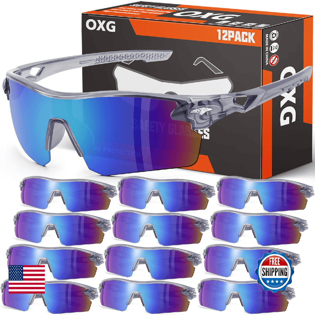 OXG 12 Pack Safety Glasses for Men Women, ANSI Z87.1 Safety Goggles Impact Resis - Image 1
