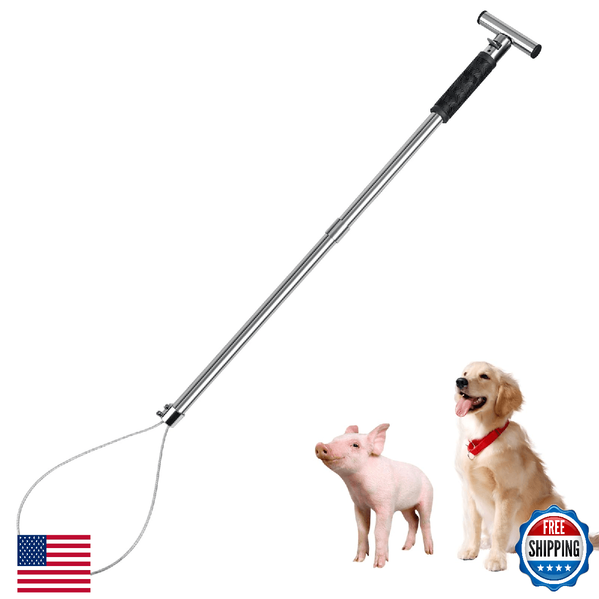 NAOEDEAH Dog Pig Catcher Pole - Stainless Steel, Portable, Heavy Duty Hog Holder - Image 1