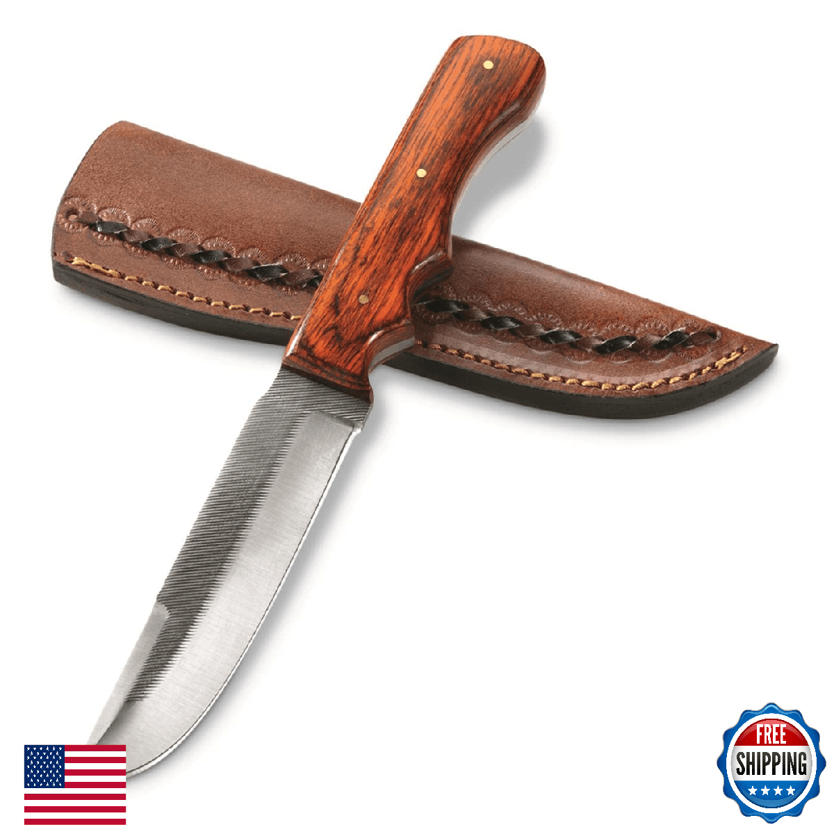 SZCO Full Tang Sawmill Hunting Knife 9.6" Fixed Blade w/Sheath - Image 1