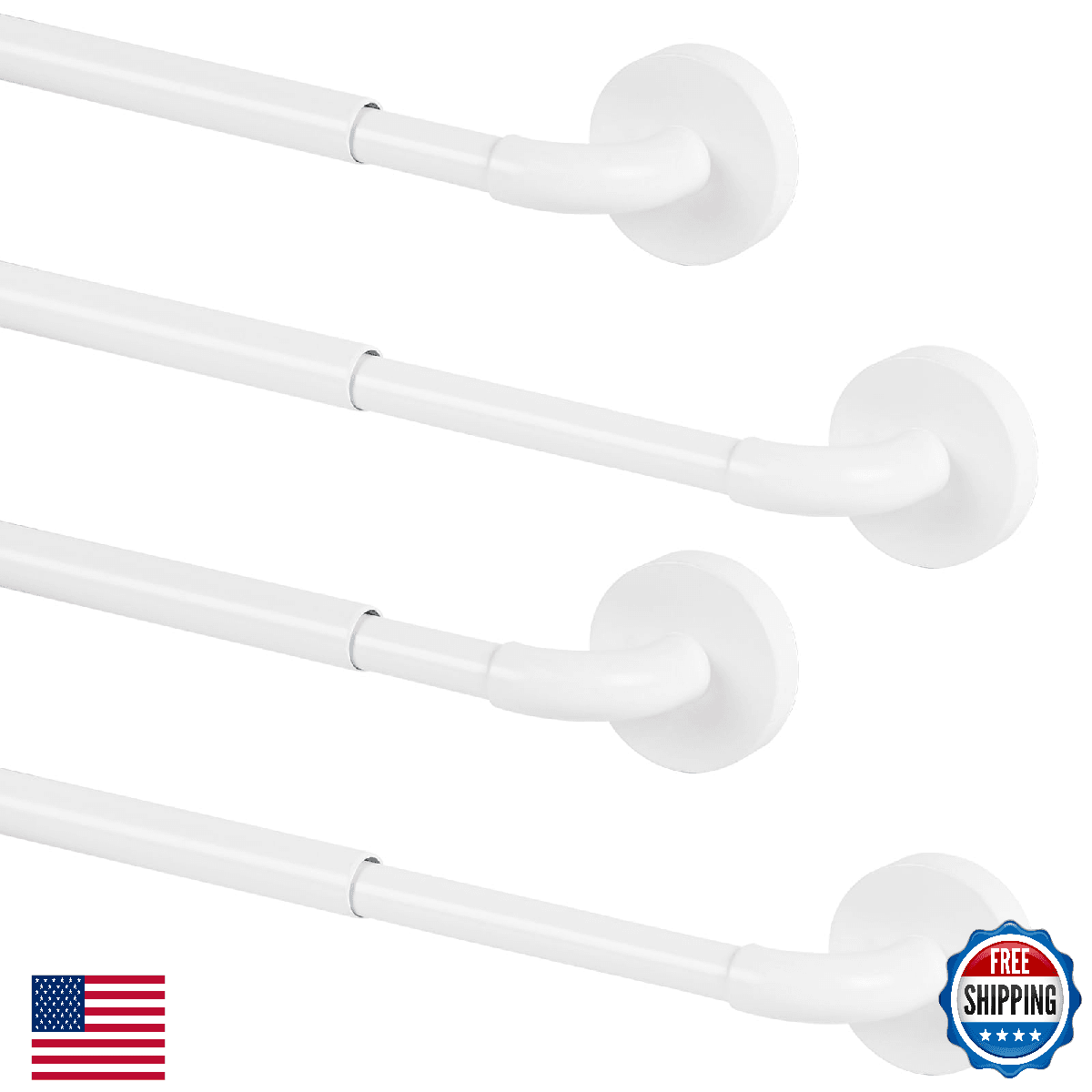 TYRON 4 Pack Magnetic Curtain Rod for Metal Doors Adjustable 9-12 Inch, 3/8 in. - Image 1