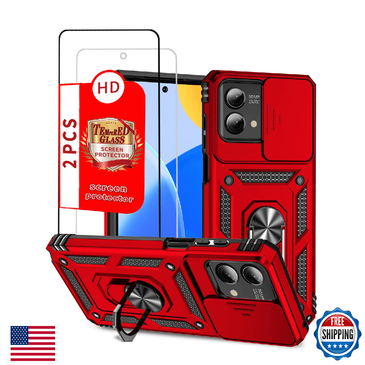 Moto G Stylus 5G 2023 Case Military Shockproof w/Stand, Screen Protector - Image 1