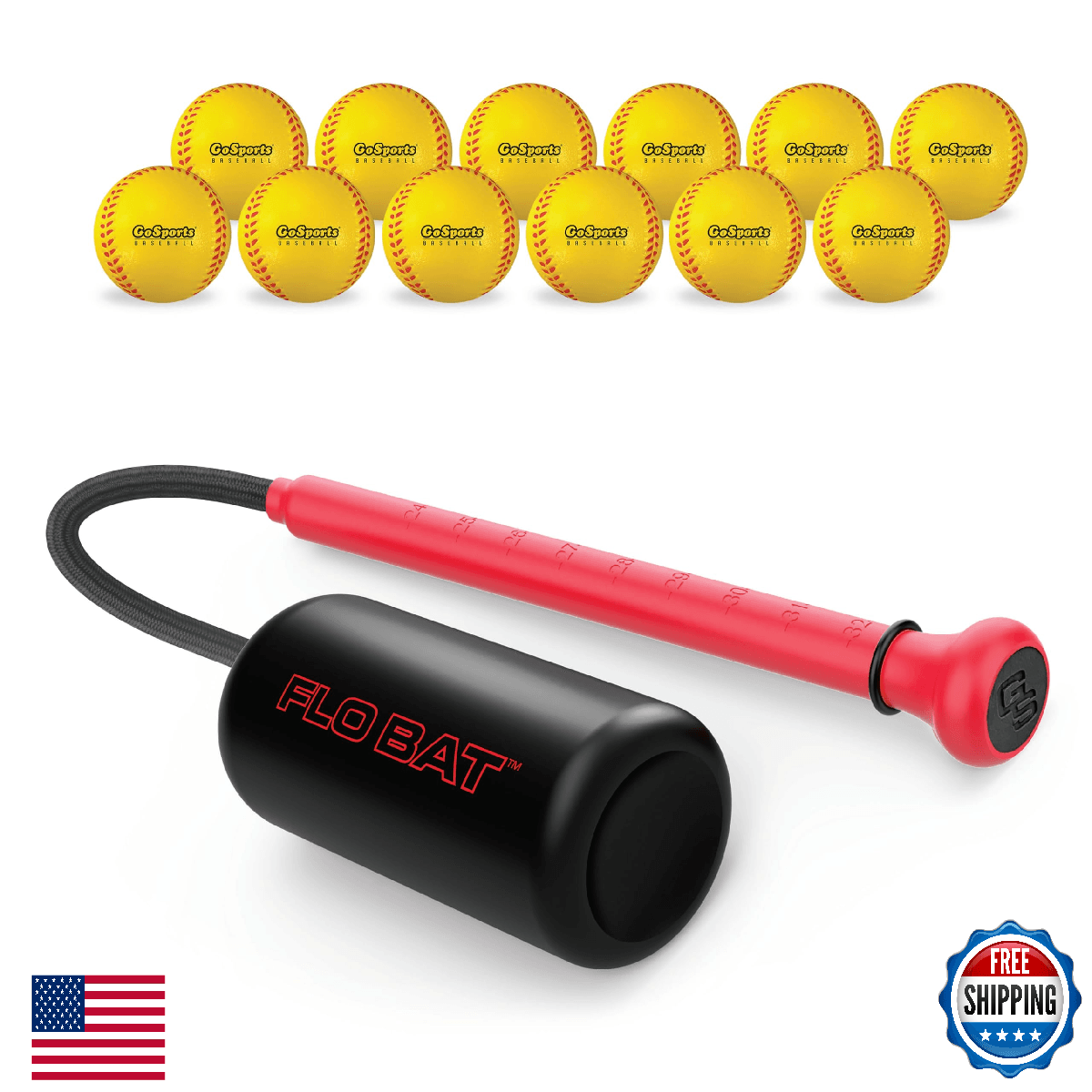 GoSports FLO BAT Swing Trainer Baseball Softball Sweet Spot Hitting System - Image 1