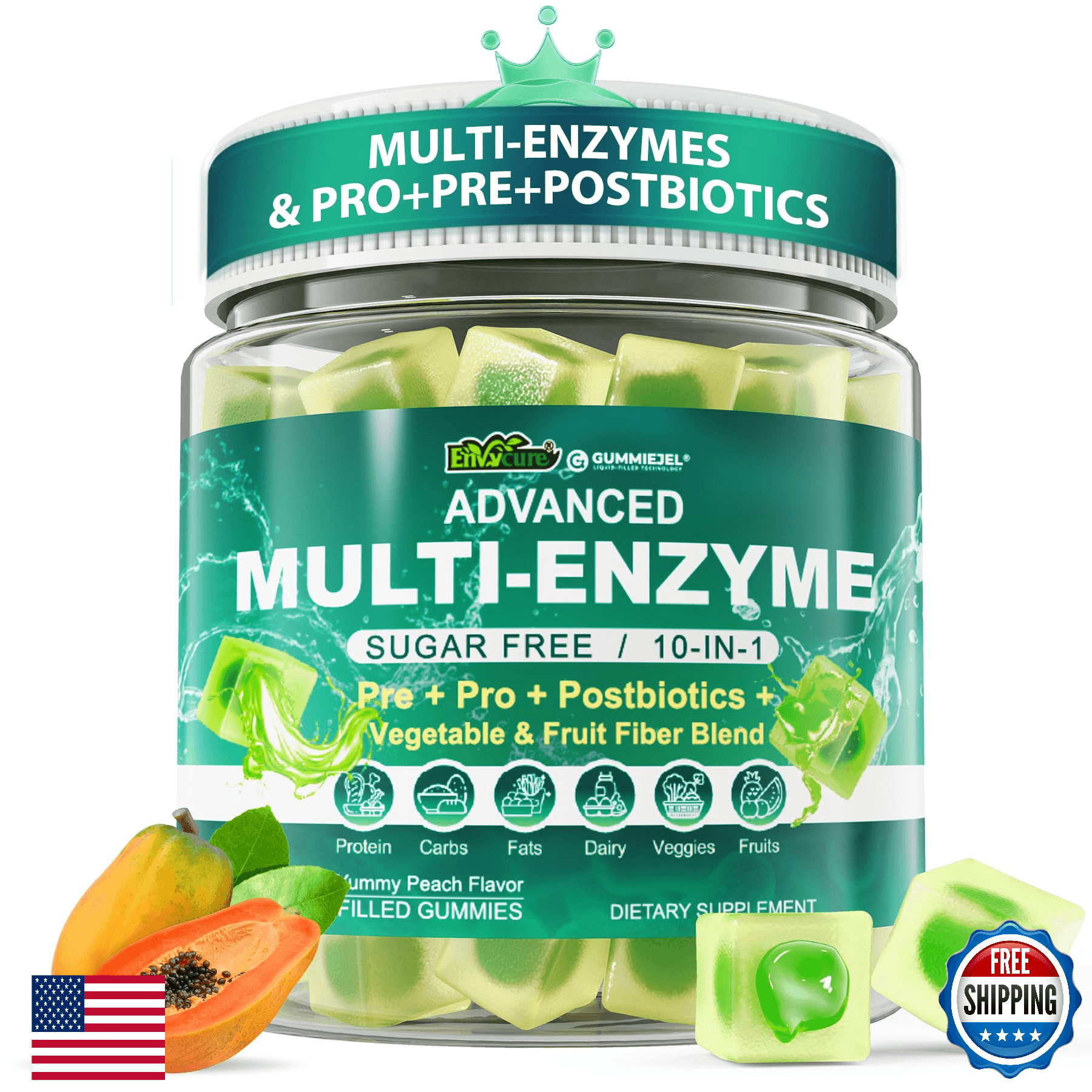 Digestive Enzymes Gummies for Women & Men, 90 Billion CFU Probiotics, Gut Health - Image 1